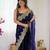 Royal blue chiffon embroidered saree