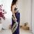 Royal blue chiffon embroidered saree