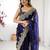 Royal blue chiffon embroidered saree