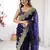 Royal blue chiffon embroidered saree