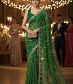 Green georgette embroidered saree