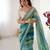 Sea green chiffon brasso saree