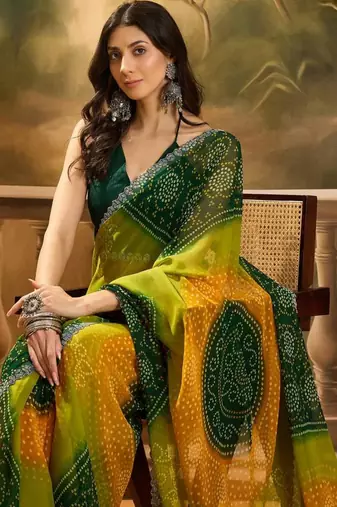 Multicolor georgette printed saree