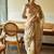Beige silk blend embroidered saree