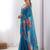 Teal silk blend printed saree
