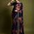 Navy blue georgette printed saree