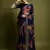 Navy blue georgette printed saree