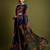 Navy blue georgette printed saree