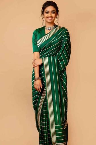 Green art silk woven saree