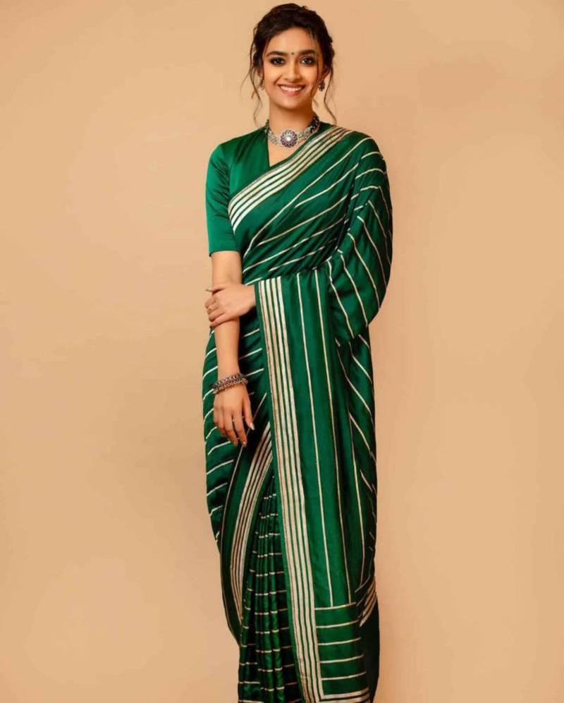 Green art silk woven saree