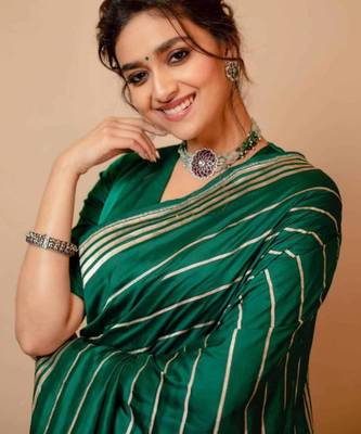 Green art silk woven saree 2