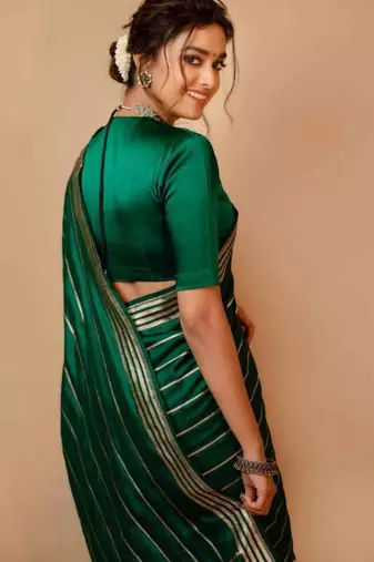 Green art silk woven saree