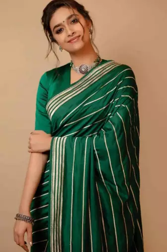 Green art silk woven saree