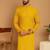 Yellow chikankari cotton embroidery men kurta