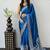 Blue Color Mirror Work  Satin Saree