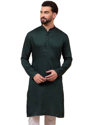 Green sequins work rayon men kurta 5