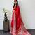 Red Color Mirror Work  Satin Saree
