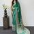 Teal Color Mirror Work  Satin Saree