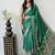 Teal Color Mirror Work  Satin Saree