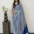 Blue Color eal Mirror Hand Work with Mal Cotton Saree