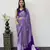 Purple Color eal Mirror Hand Work with Mal Cotton Saree