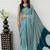 Teal Color eal Mirror Hand Work with Mal Cotton Saree