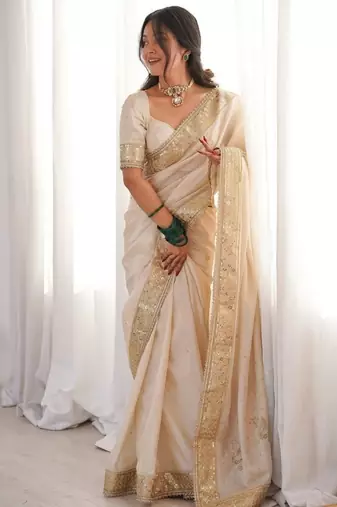 Embroidered Soft Silk Women's Saree With Blouse Set 