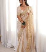 Embroidered Soft Silk Women's Saree With Blouse Set 