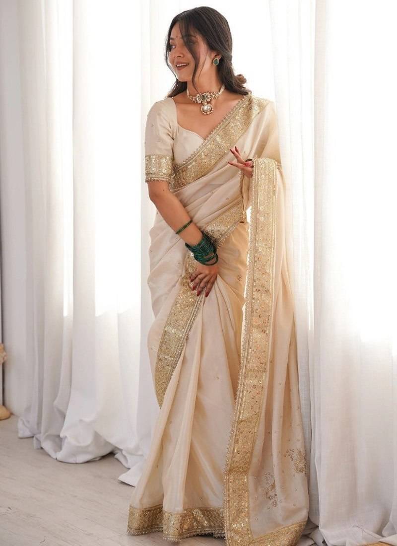 Embroidered Soft Silk Women's Saree With Blouse Set 