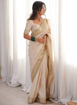 Embroidered Soft Silk Women's Saree With Blouse Set  2