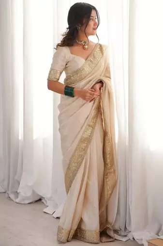 Embroidered Soft Silk Women's Saree With Blouse Set 
