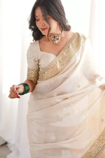 Embroidered Soft Silk Women's Saree With Blouse Set 