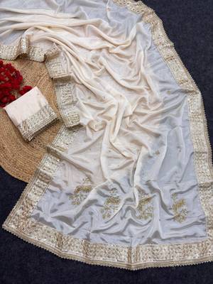 Embroidered Soft Silk Women's Saree With Blouse Set  4