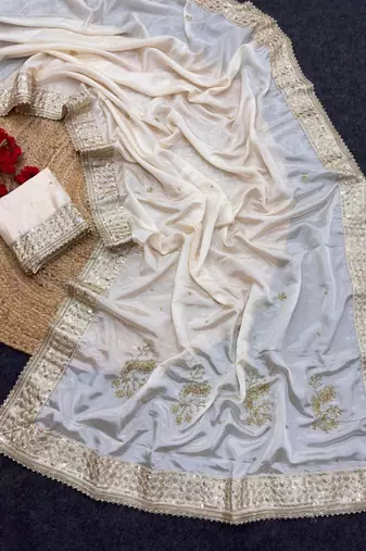 Embroidered Soft Silk Women's Saree With Blouse Set 