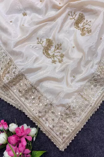 Embroidered Soft Silk Women's Saree With Blouse Set 