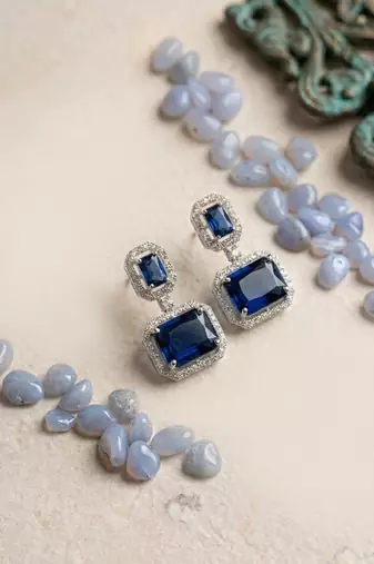 Trendy american diamond turquoise earrings
