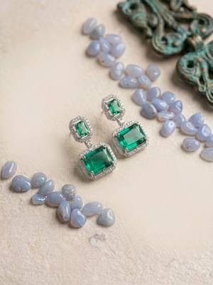 Trendy american diamond crystalgreen earrings 1