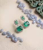 Trendy american diamond crystalgreen earrings