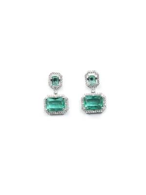 Trendy american diamond crystalgreen earrings 3
