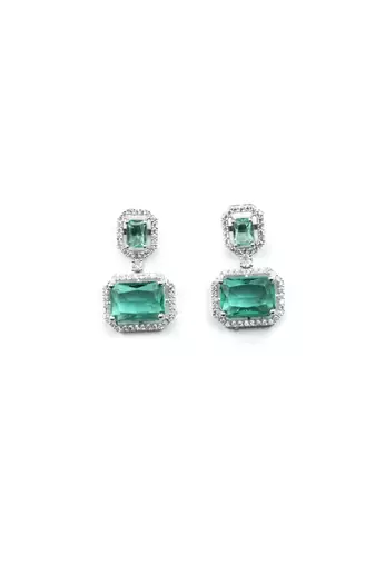 Trendy american diamond crystalgreen earrings