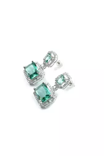 Trendy american diamond crystalgreen earrings