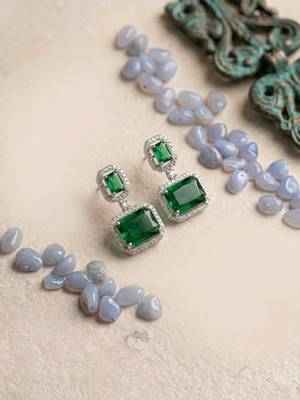 Trendy american diamond green earrings 1