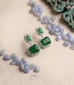 Trendy american diamond green earrings