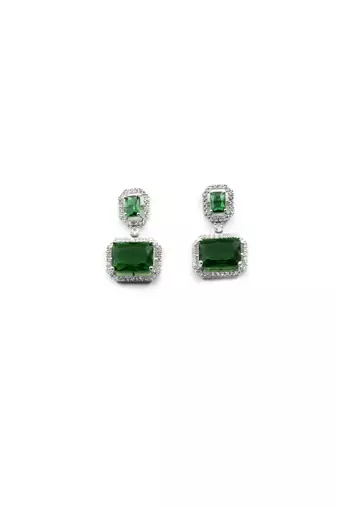 Trendy american diamond green earrings
