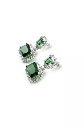 Trendy american diamond green earrings