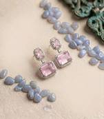 Trendy american diamond pastelpink earrings