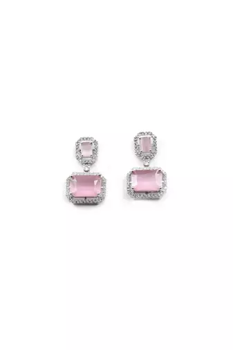 Trendy american diamond pastelpink earrings