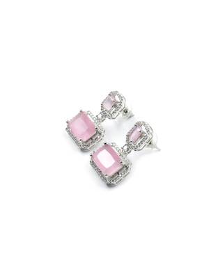 Trendy american diamond pastelpink earrings 4