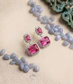 Trendy american diamond red earrings