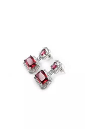 Trendy american diamond red earrings